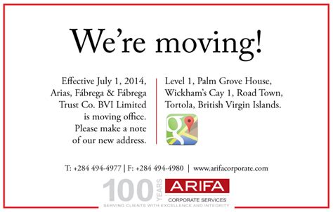 ARIFA - About the Firm - News - ARIFA BVI office move announcement