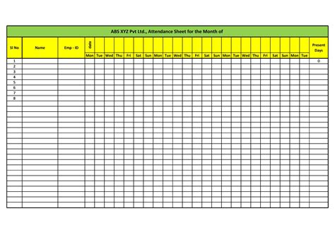 Attendance Sheet Excel Template 50 Free Example - RedlineSP