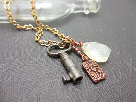 Antique Key Charm Necklace - Etsy