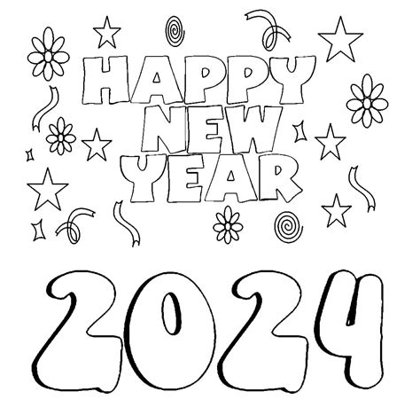 Happy New Year 2024 Image coloring page - Download, Print or Color ...