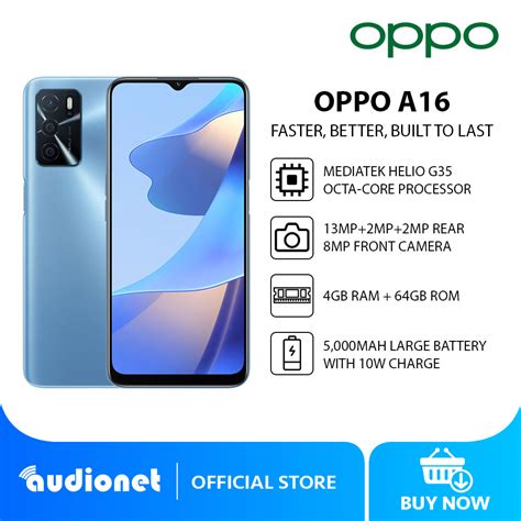 OPPO A16 Smartphone | 4GB RAM + 64GB ROM | Mediatek Helio G35 | 13MP AI ...