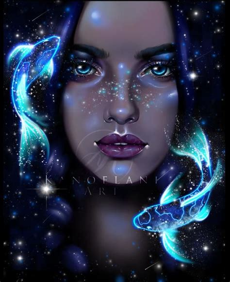 Pisces Wall Art - DIGITAL DOWNLOAD - Portrait - Digital Painting ...