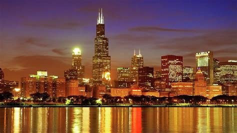 Chicago Skyline At Night #1 by Thomas Kurmeier