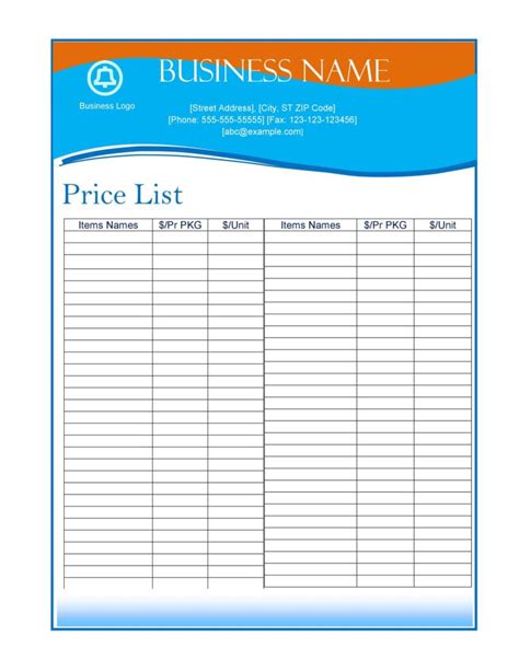 49 FREE Price List Templates (Price Sheet Templates) ᐅ TemplateLab