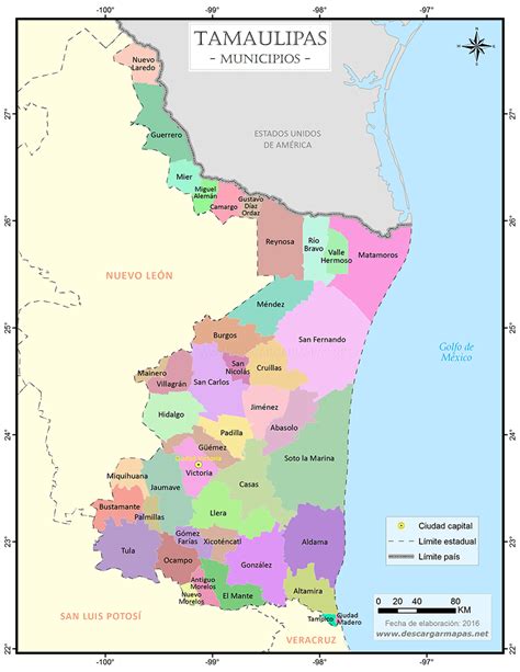 Mapa de municipios de Tamaulipas | DESCARGAR MAPAS