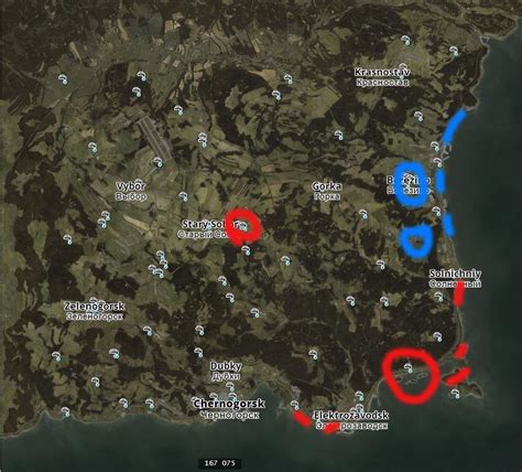 Map with all the new spawns(in blue) : r/dayz