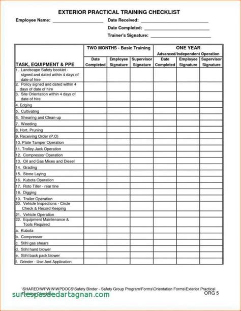 Explore Our Sample of Safety Training Checklist Template for Free ...