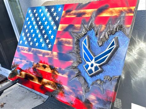 Scorched Air Force Patch Series Professional Wooden American Flag Gift ...