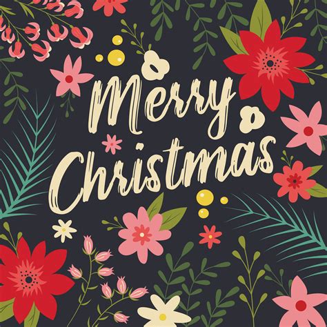 Typographic Merry Christmas with floral elements 694088 Vector Art at ...