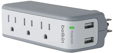 Belkin Wall Mount Surge Protector - 3 AC Multi Outlets & 2 USB Ports ...