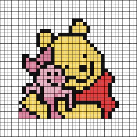 Piglet & Pooh (hugging) Pixel Art | Easy pixel art, Pixel art, Pixel ...