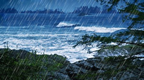 Heavy Rain & Crashing Waves | Rainstorm and Ocean Sounds for Relaxation ...