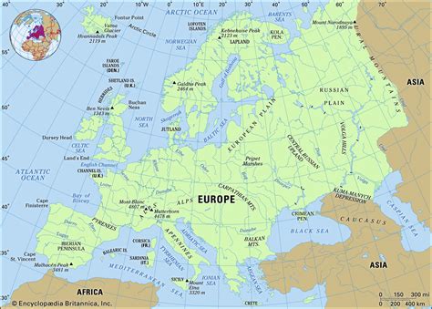 Physical Map Of Europe Seas