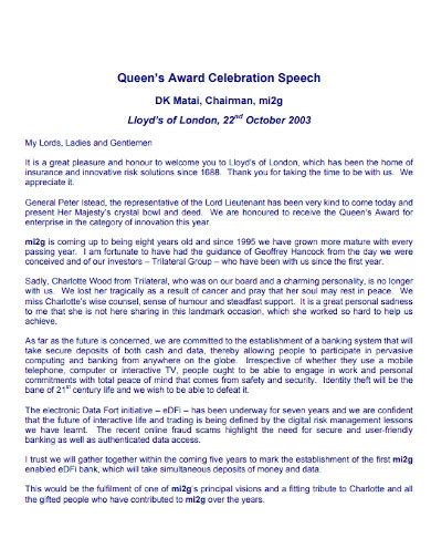 Celebration Speech - 10+ Examples, Format, How to write, PDF