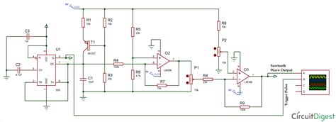 Sawtooth Waveform Generator Circuit using Op-amp