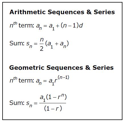 Sequences and series formula sheet - Aslopharmacy