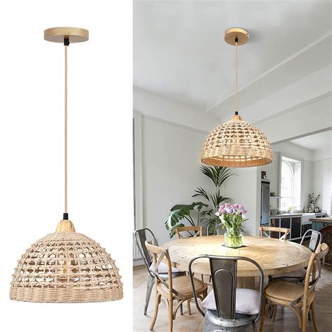 Buy Rattan Pendant Lights - Hanging Lamp Boho Wicker Pendant Light ...