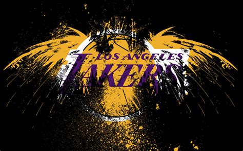 the los angeles lakers logo is shown on a black background with yellow ...