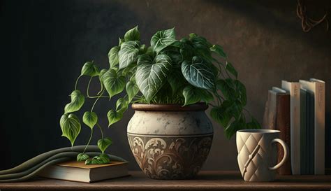 Vase book leaf plant wood material nature indoors rustic still life ...