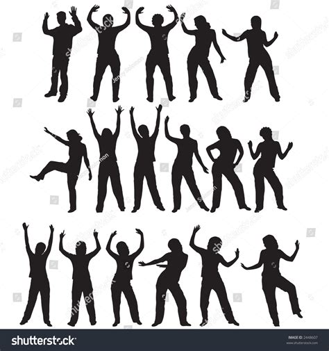 Different Silhouettes Of Various Dance Poses Stock Vector Illustration ...