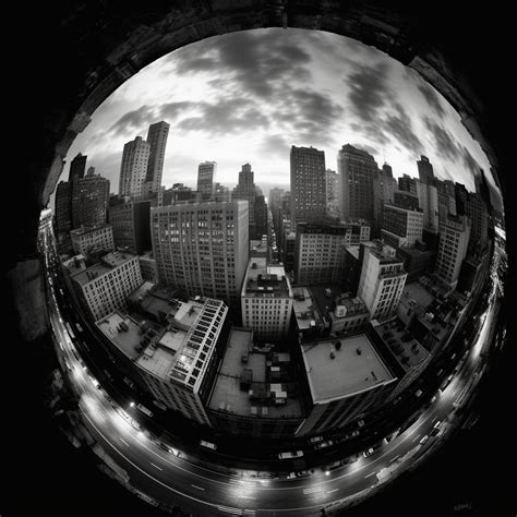 Black and White Cityscape: Experimental Photography with Fisheye Lens