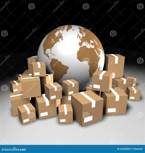 Globe and cardboard boxes stock image. Image of mail - 52228543