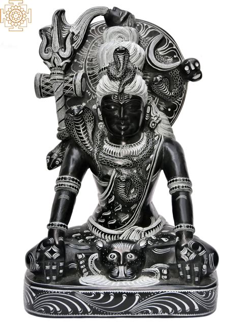 11'' Peaceful Meditating Shiva | Stone Statue | Exotic India Art