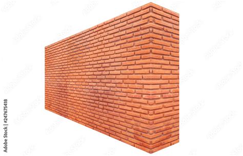 3D illustration brick wall perspective isolated on white background ...