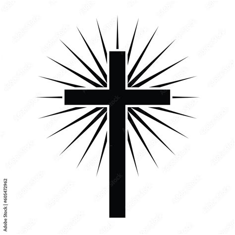 Cross with shining light isolated on a white background. A symbol of ...