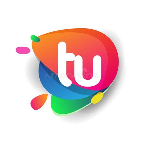 Letter TU Logo with Colorful Splash Background, Letter Combination Logo ...