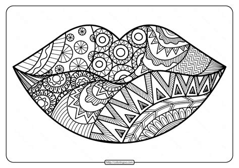 Zentangle Kiss Lips Doodle Art Emoji Coloring Pages Kindergarten ...