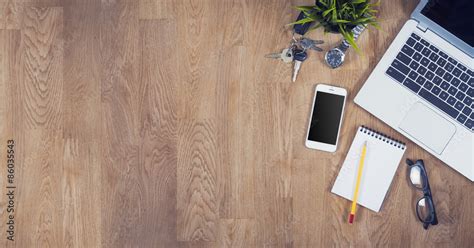 top view desk with copy space Stock Photo | Adobe Stock