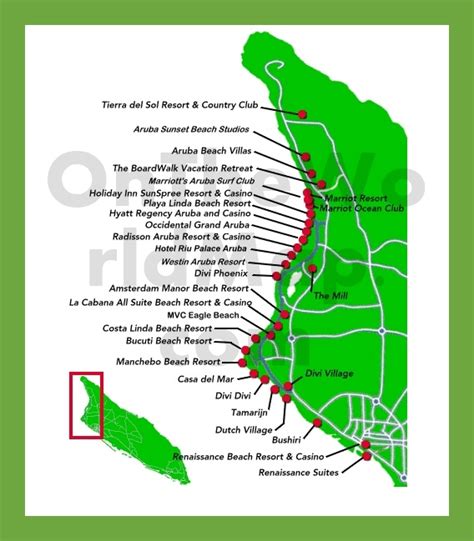 Aruba hotel map - Ontheworldmap.com