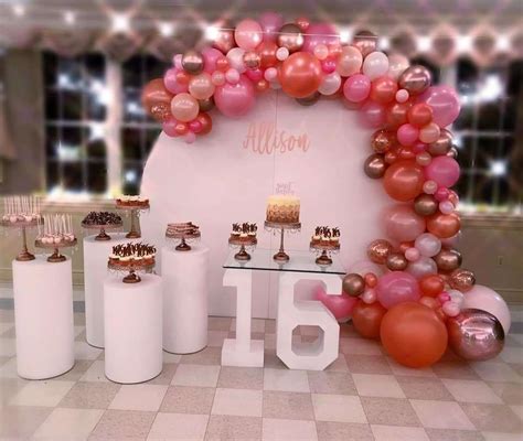 Rose Gold Sweet 16 Birthday Party Ideas | Photo 2 of 19 | Sweet 16 ...