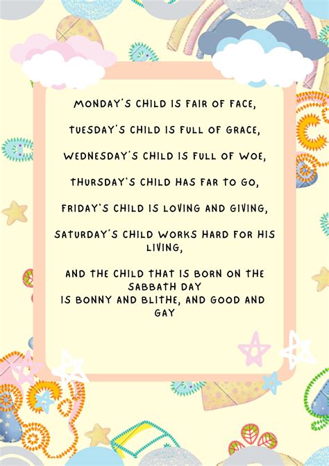 Monday's Child Poem A4 Glossy Poster - Etsy