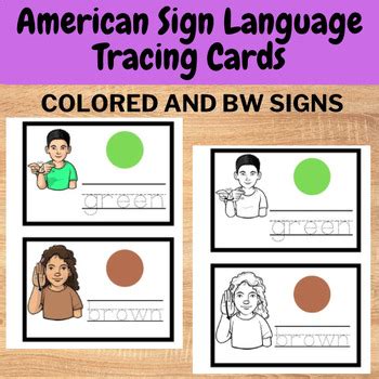 Sign Language Colors flashcards - ASL Colors cards - Speech Therapy Tool