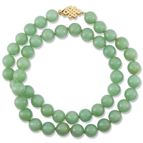 Certified Impressive Large Green Jade Bead Necklace at 1stDibs