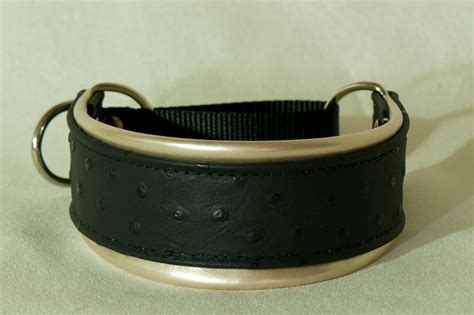 Leather Lurcher Black Ostrich Collar - Hamilton Hounds