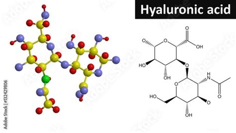 "Molecular structure of Hyaluronic acid, 3D rendering" Stock photo and ...