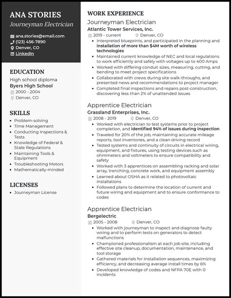 5 Journeyman Electrician Resume Examples for 2024