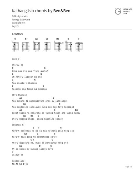 Kathang Isip Chords | PDF