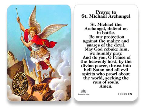 Buy St. Michael the Archangel Prayer Card (RCC 9E) Online at ...