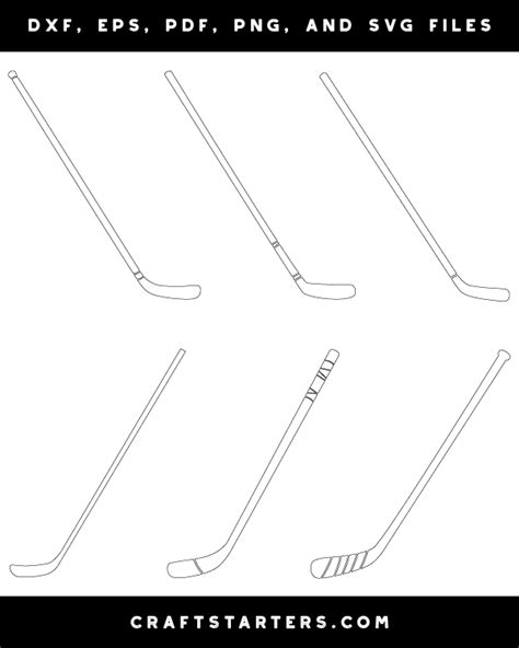 Hockey Stick Outline Patterns: DFX, EPS, PDF, PNG, and SVG Cut Files