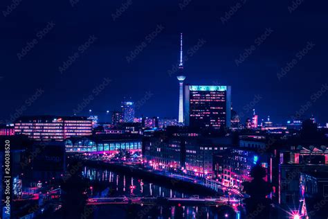 Berlin skyline in the night Stock Photo | Adobe Stock