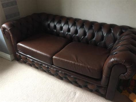 Dark brown leather chesterfield sofa bed | in St Austell, Cornwall ...