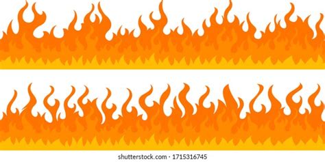 Cartoon Fire Flame Frame Borders Seamless Stock Vector (Royalty Free ...