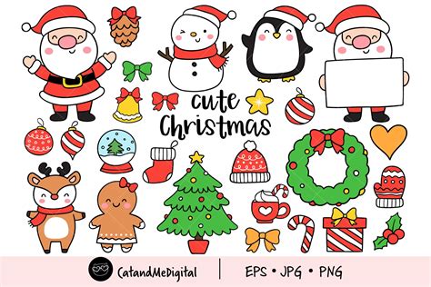 Cute Christmas Clipart' Graphic by CatAndMe · Creative Fabrica