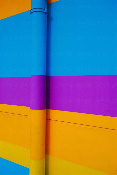 "Blue Purple Yellow Orange At Horizontal Strip Of Wall Background" by ...