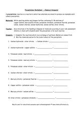 Precipitation-reactions-worksheet - Precipitation Worksheet - Chemical ...