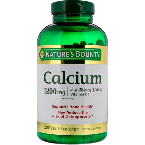 Calcium Plus Vitamin D3, 1,200 mg, 220 Rapid Release Softgels | eBay